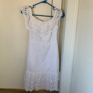 Express off the shoulder white eyelet dress